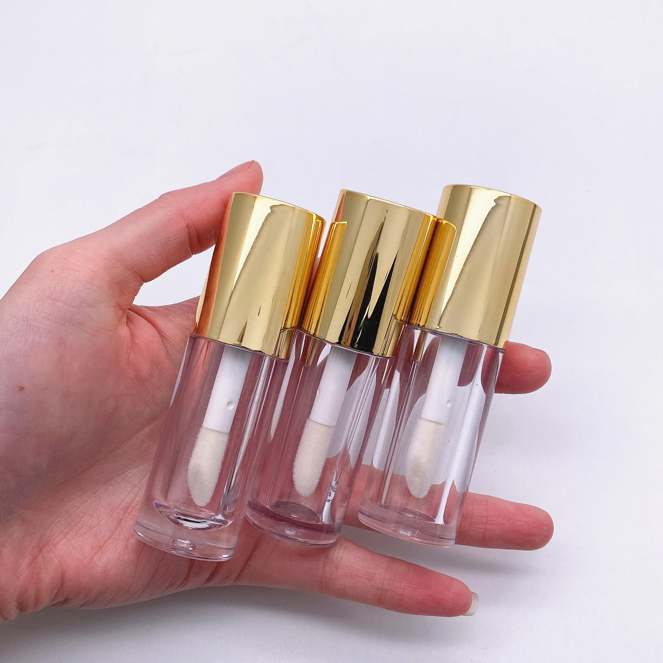 Rectangle Small Pink Pearl Gold Lipgloss Tube 5Ml