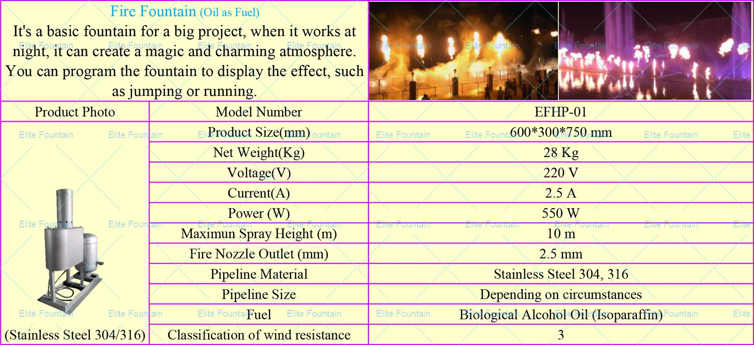 Flame Fountain Head Oil Fuel Type Stainless Steel 304 Fire Fountain Nozzle Jet
