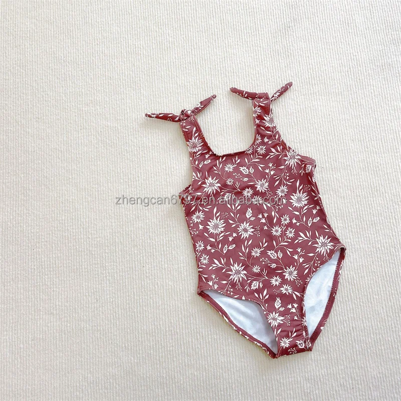 Toddler Bathing Suit Girl Clothes Baby Swimwear Ruffle Edge Open Back Hot Spring Kids Sling Swimsuit