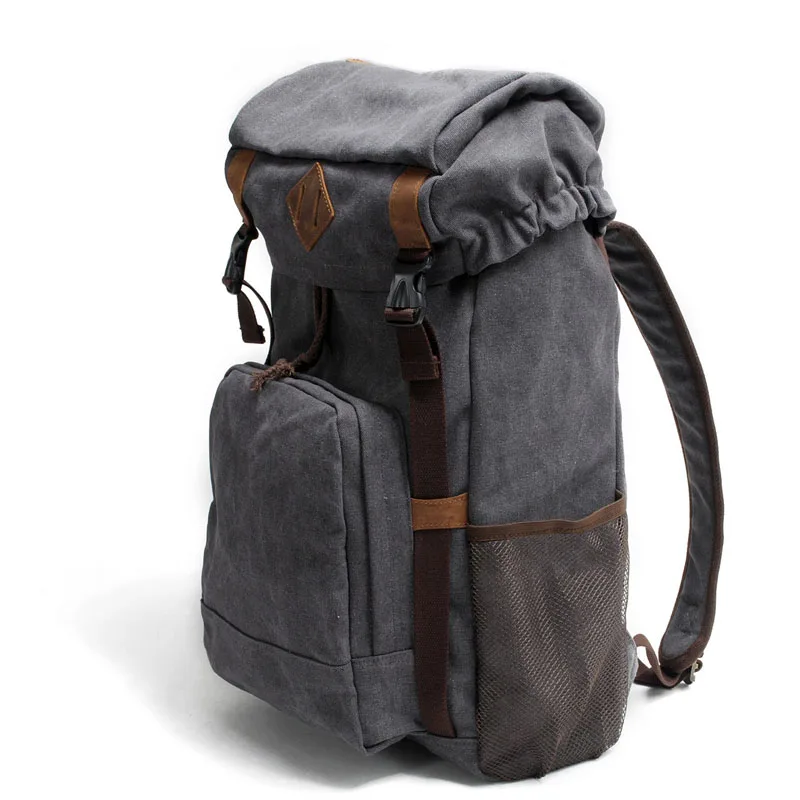 
Large Waxed Mountaineering Travel Pack Vintage Canvas Leather Backpacks for Men Laptop Daypacks Waterproof Canvas Rucksacks 