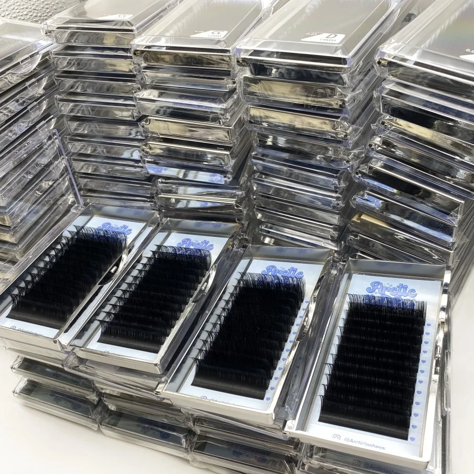 wholesale lash tech supplies individual eyelash extension trays best quality dark and fluffy russian matte black lash trays