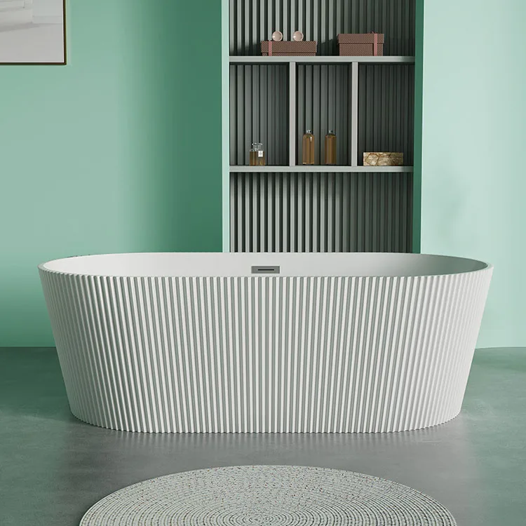Acrylic Eco-friendly Material Solid Surface Bath Tub Freestanding Bathtub Round Indoor Bathtub Tub