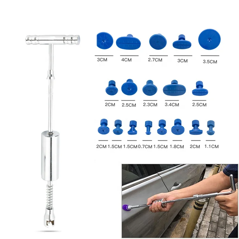 Hail Removal Tool Durable 18pcs Puller Tabs Painless Dent Repair Car Repair Supplies T Bar Puller Practical Tabs Slide