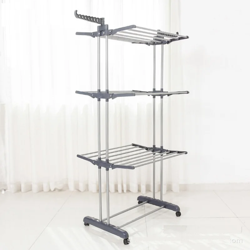 
3 Tier Folding Style Towel Garment Usage Rack or Clothes Drying Rack With Hanger 