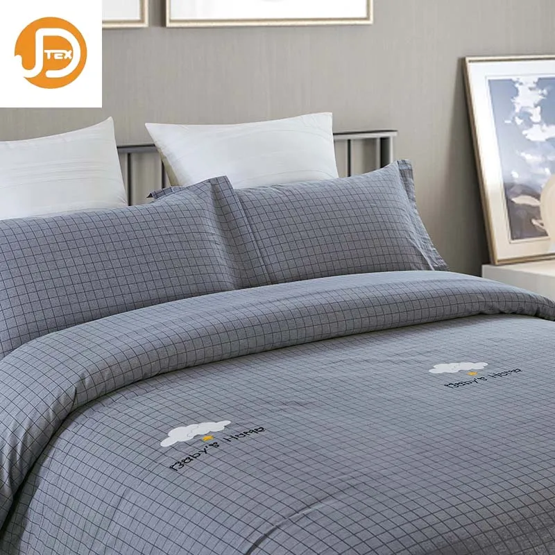 European Style OEM/ODM Grid Printed 100 Polyester Microfiber Fabric Bedding Article for Customization