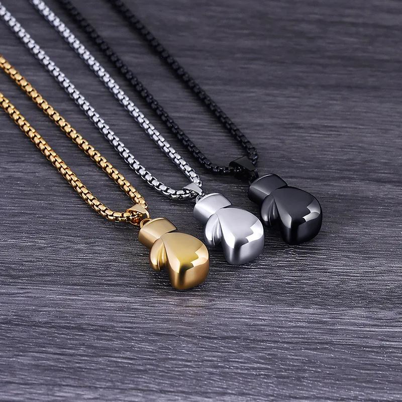 Personalized Boxing Gloves Pendant Necklaces Stainless Steel Necklace Sport Accessories Jewelry For Men
