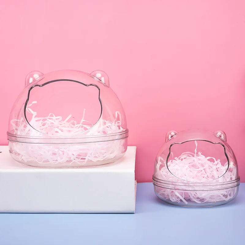 2022 New Design Bear shape transparent Hamster sleep nest visible cage for small animals easy clean hamster case with window