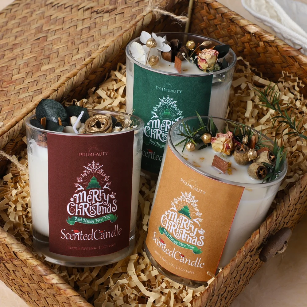 manufacturers custom wholesale glass aromatherapy home fragrance soy wax scented luxury handmade flower christmas candles