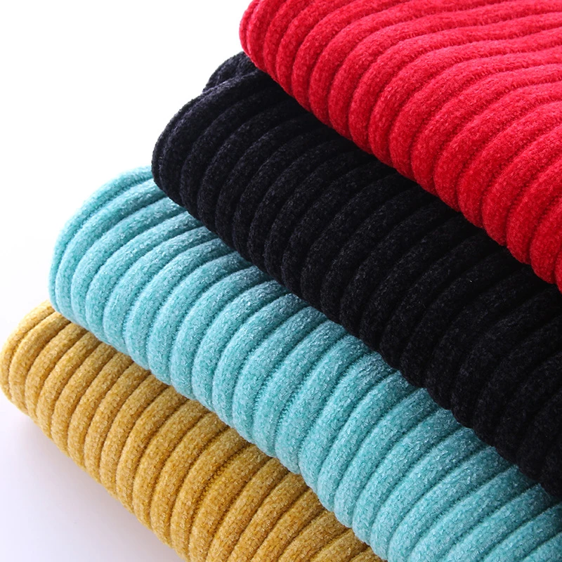 Autumn Winter Thick Chunky Unisex Simple Design Solid Color Blank Knitted Striped Rib Girls Boys Children Kid Turtleneck Sweater