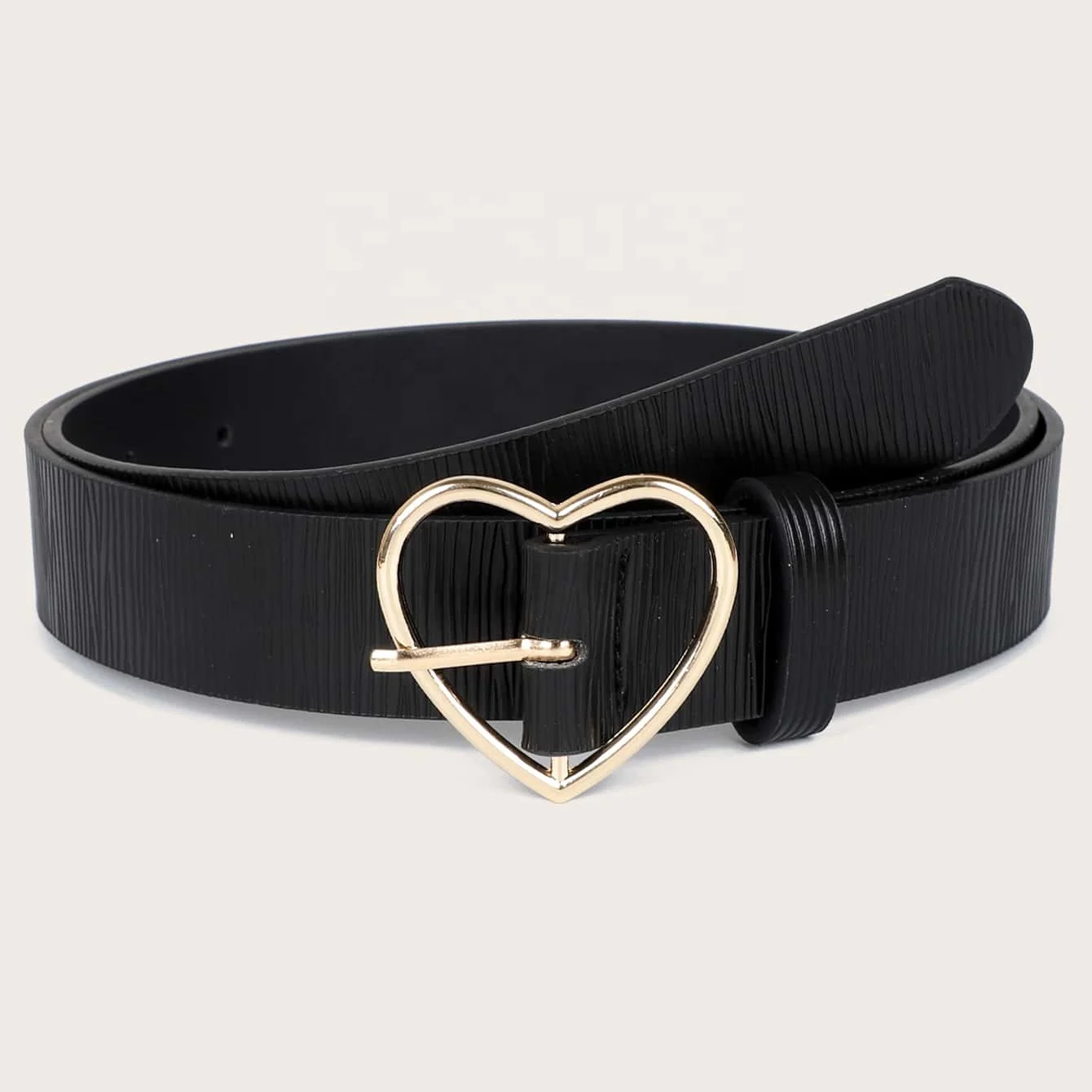 High Quality Customized Private Label Dress Leather Heart-shaped Button Slim Belt Women