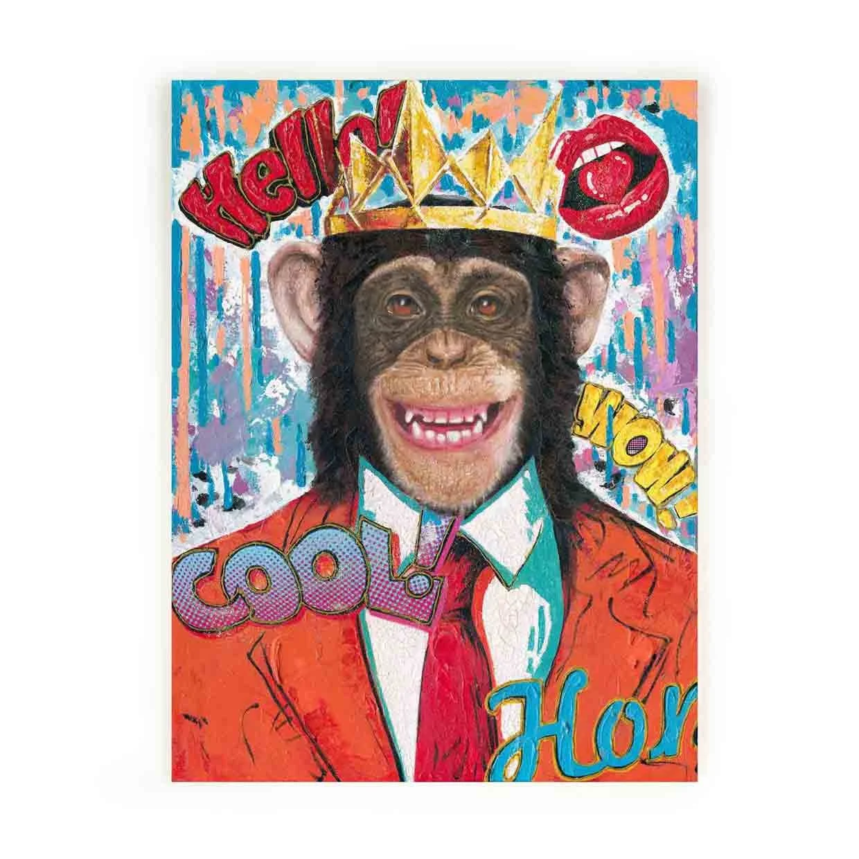 Wholesale Fashion Creative Animal Wall Art Of Gorilla With Glitter Pure Hand Oil Paintings