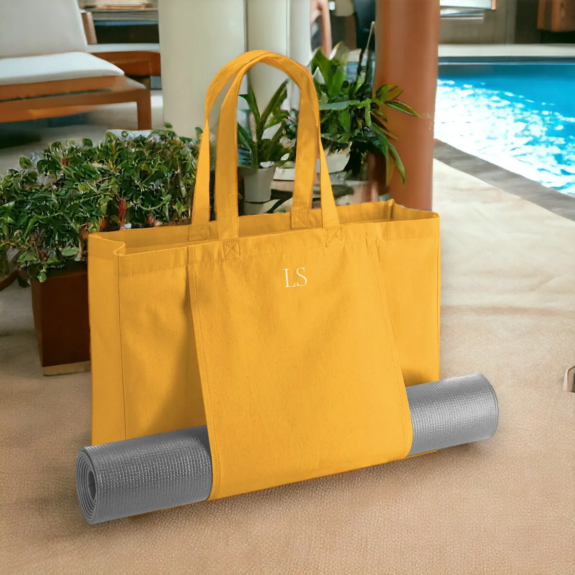 Personalised Monogram Yoga Bag tote Bag Pilates Organic Yoga Mat holder