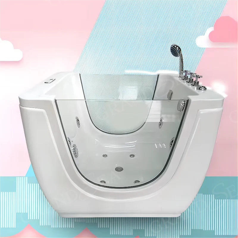 Home Indoor Small Hydromassage Bathtub Acrylic Baby Spa Bathtub Freestanding Hot Tub