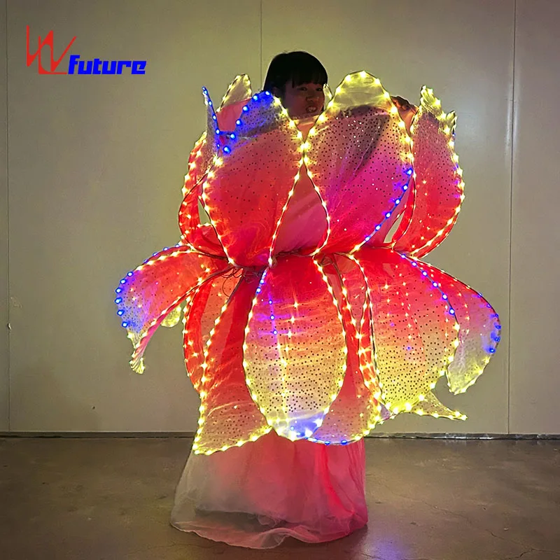 Sweet Opera LED Unisex Evening Dance Skirt Luminous Flower Petal Dress for Adults Ballroom Performance Stage Wear