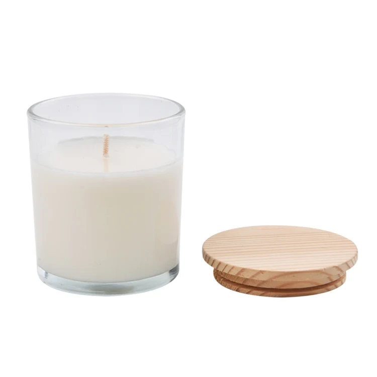 Factory Price Engrave Print Logo 200ml Round Glass Candle Jar Candle Lid