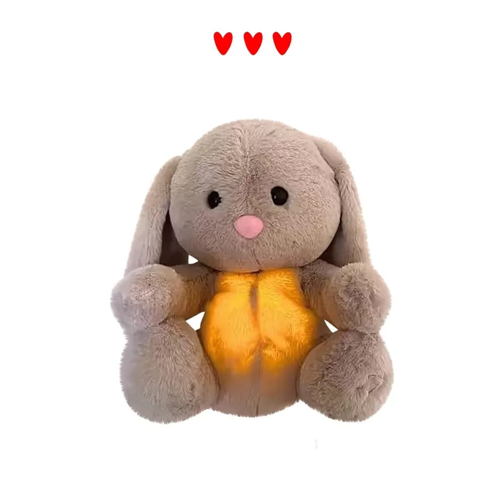 New Breathing Rabbit Cuddly Toy with Heartbeat Plush Toy Baby Music Early Education Soothing Sleeping Doll