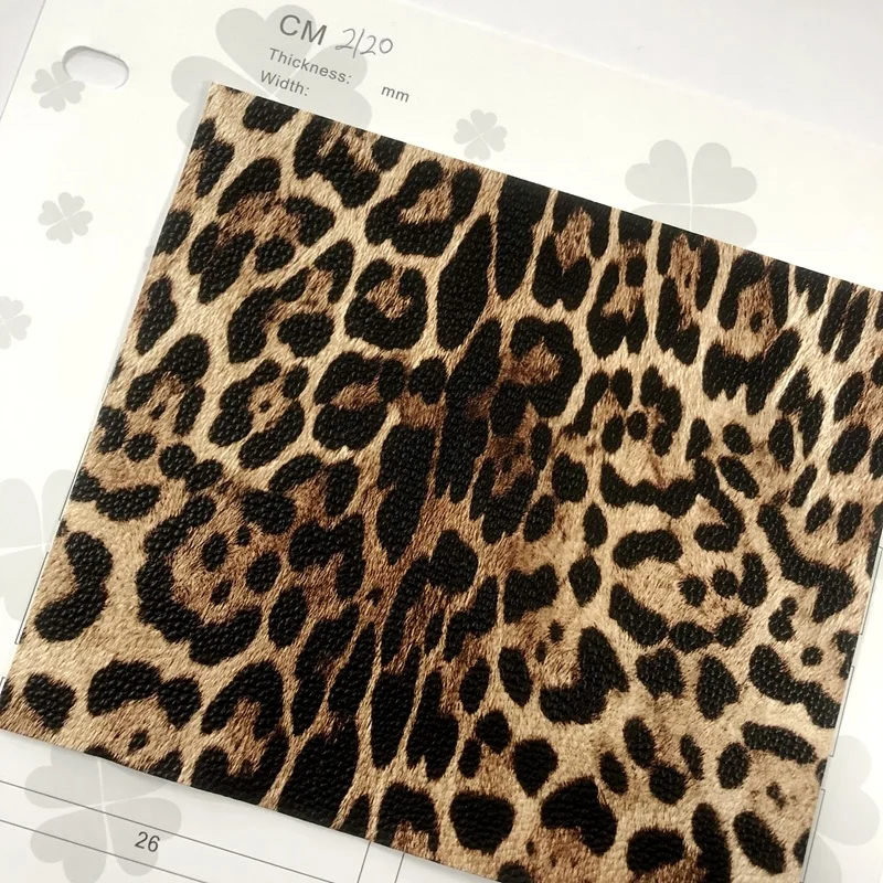 High quality artificial leather leopard design with cotton backing pu leather for bag , shoes , jacket