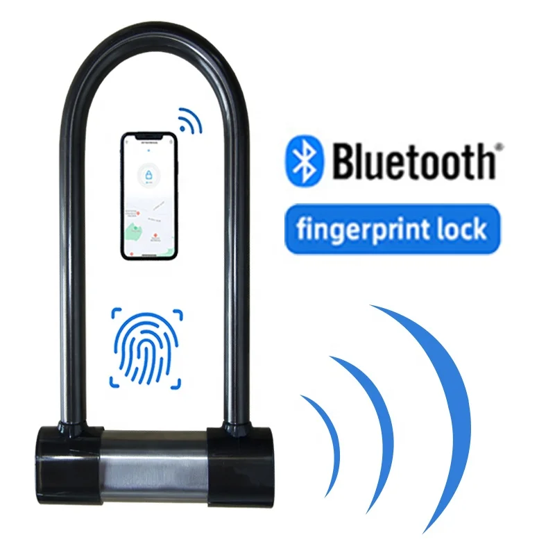 OEM ODM Smart Bike U Lock Anti-theft Fingerprint Bluetooth Bike U Lock Bike Lock Alarm 120db