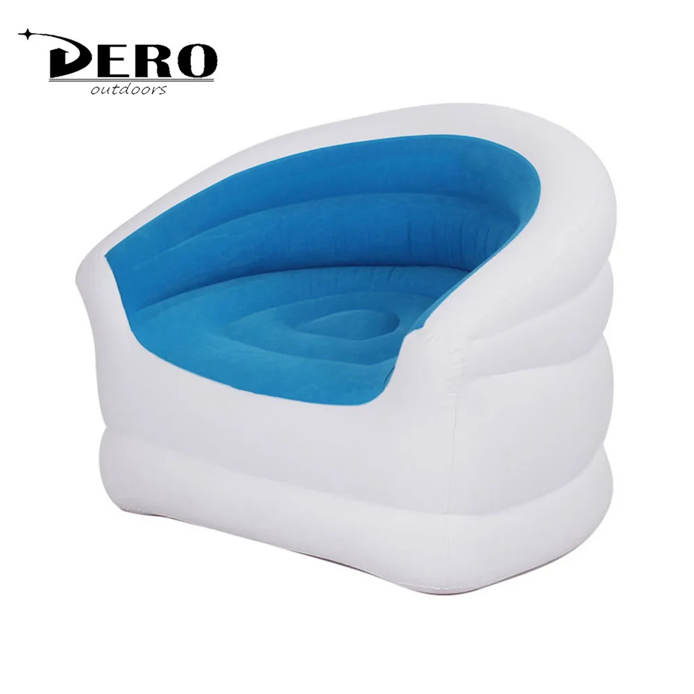 
DERO New Indoor and Outdoor folding PVC flocking inflatable Portable Pouf Chair with Backrest air bed sofa lazy sofa bed 