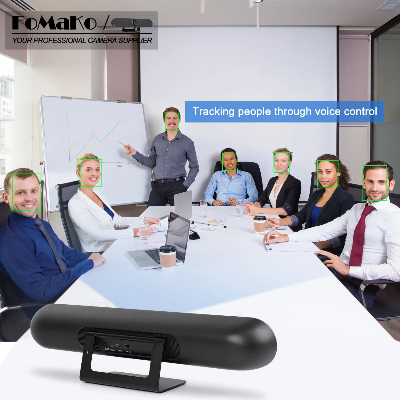 Video Conferencing System Ultra HD 5x EPTZ Camera 4K BF Microphone/ Speaker Voice Tracking 4K All in One Video Bar