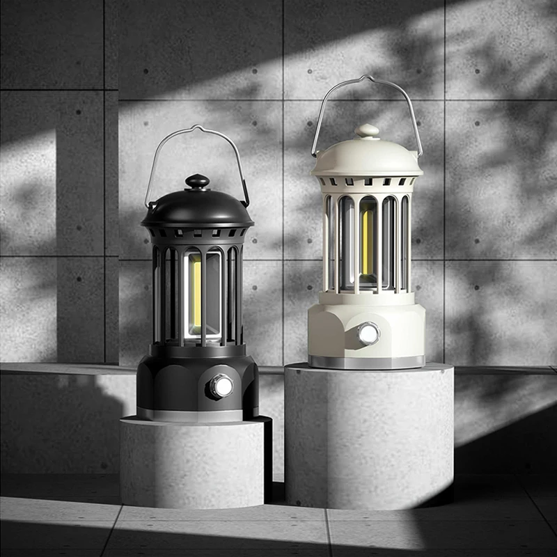 Outdoor Portable Retro Vintage LED Solar Lamp Multi-Function Camping Lighting with 3*Aa Battery for Tent Lighting