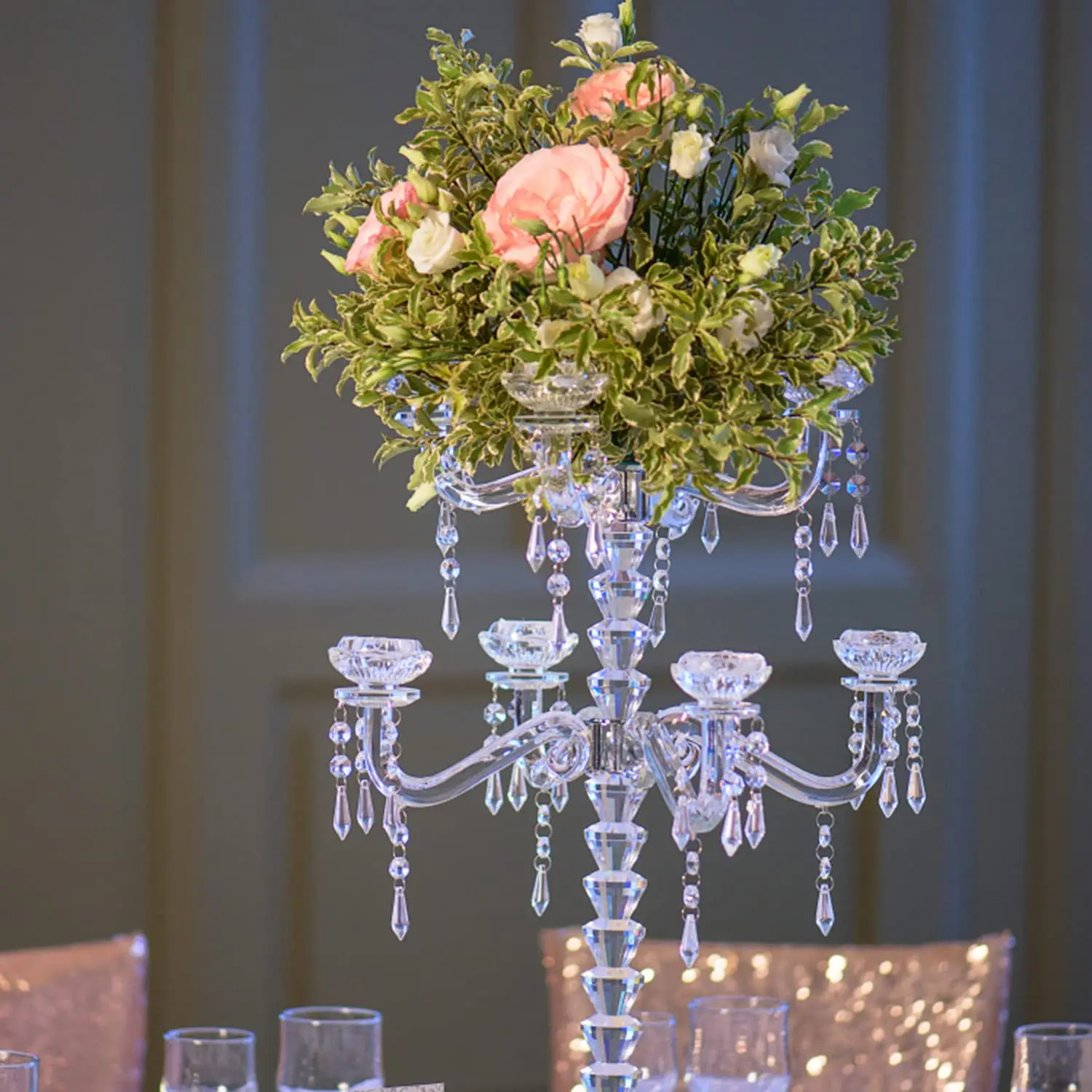 Chandelier crystal icicle Clear Hanging Crystals Centerpiece Chandelier Garland Icicle Prism Drop Pendant Bead Chain Strand