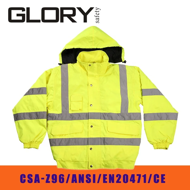 Reflective jacket hi vis waterproof contrast windbreaker workwear rain jacket