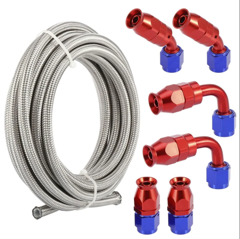 High performance an4 -4 an od 5/16' id 3/16' stainless steel wire braided ptfe brake fuel hose lines for e10