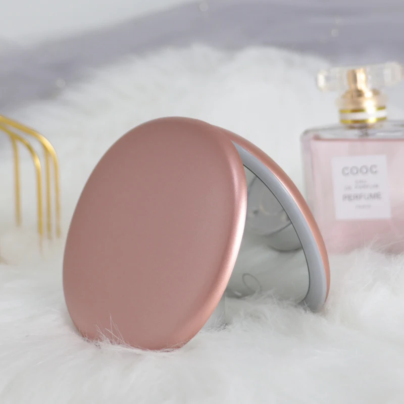 abs plastic travel makeup folding pink small pocket cosmetic mirror led