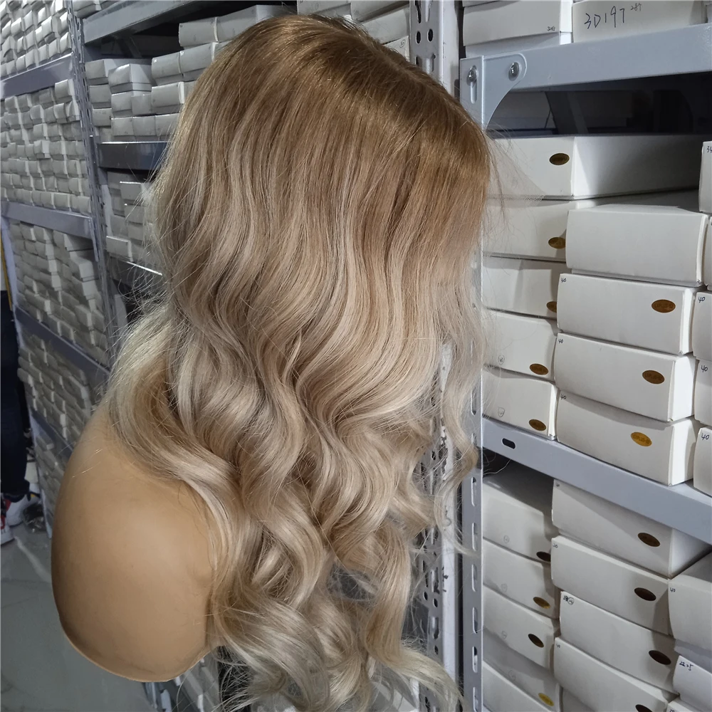 Color Brown Fading to Blonde unprocessed cuticle aligned raw virgin hair highlighted lace front human hair wigs