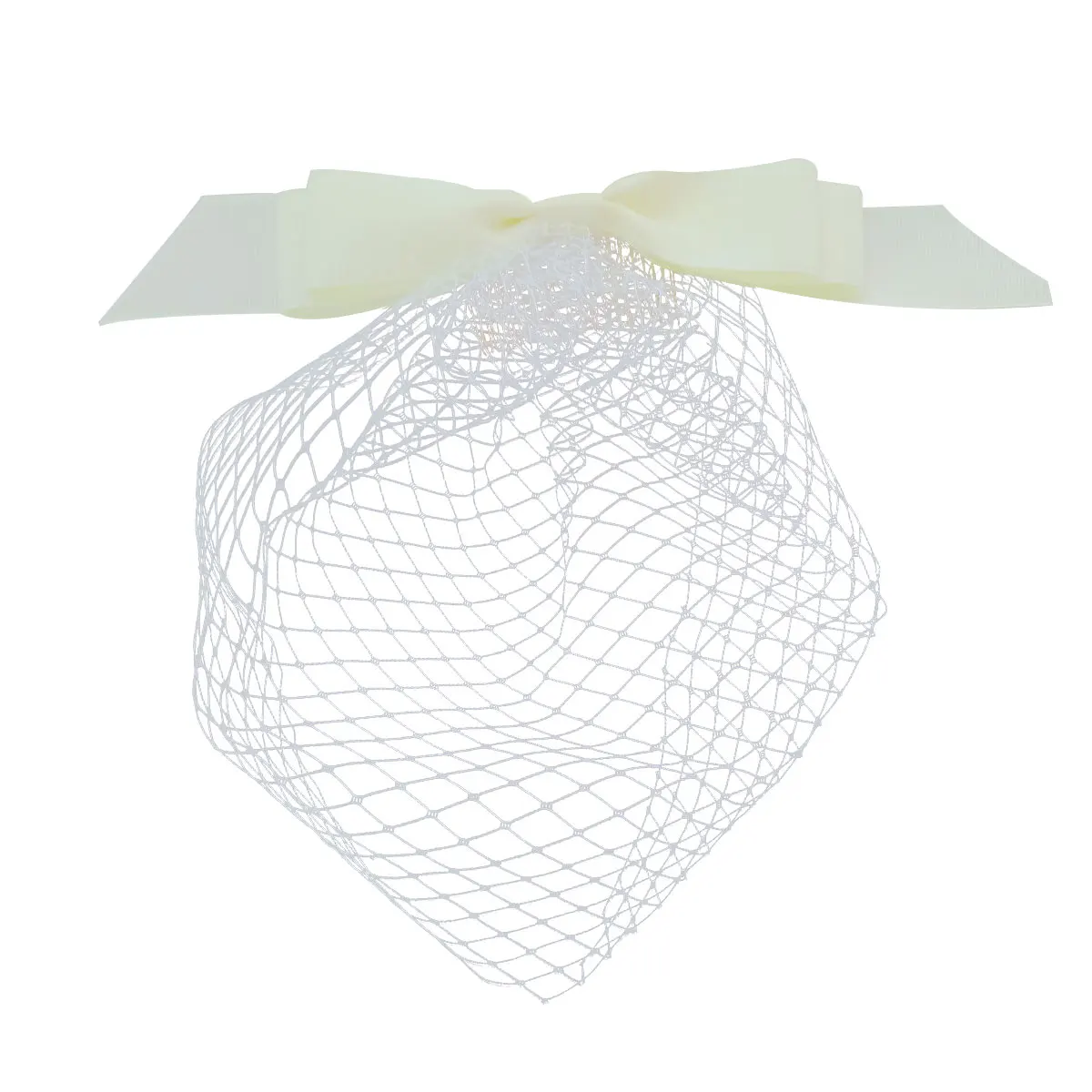 V625 Fascinators Blusher Marriage Bridal Veil Netting Cut Edge One-Layer White Wedding Short Bride Veil with Ribbon Bow Comb