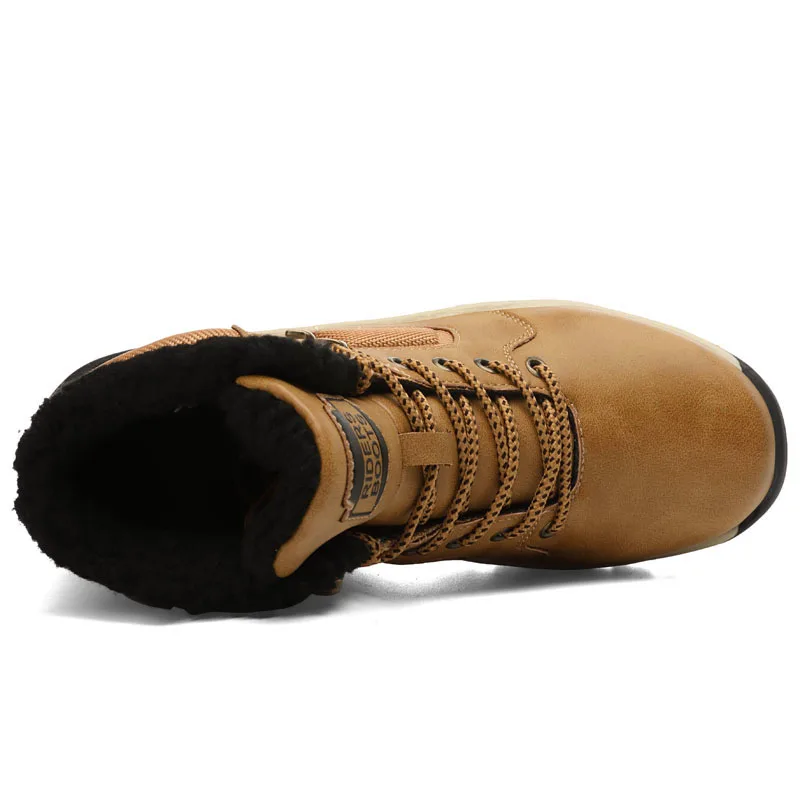 
Wholesale Warn Fur Outdoor Genuine Leather Classic Snow Ankle Hiking Boots for Man 