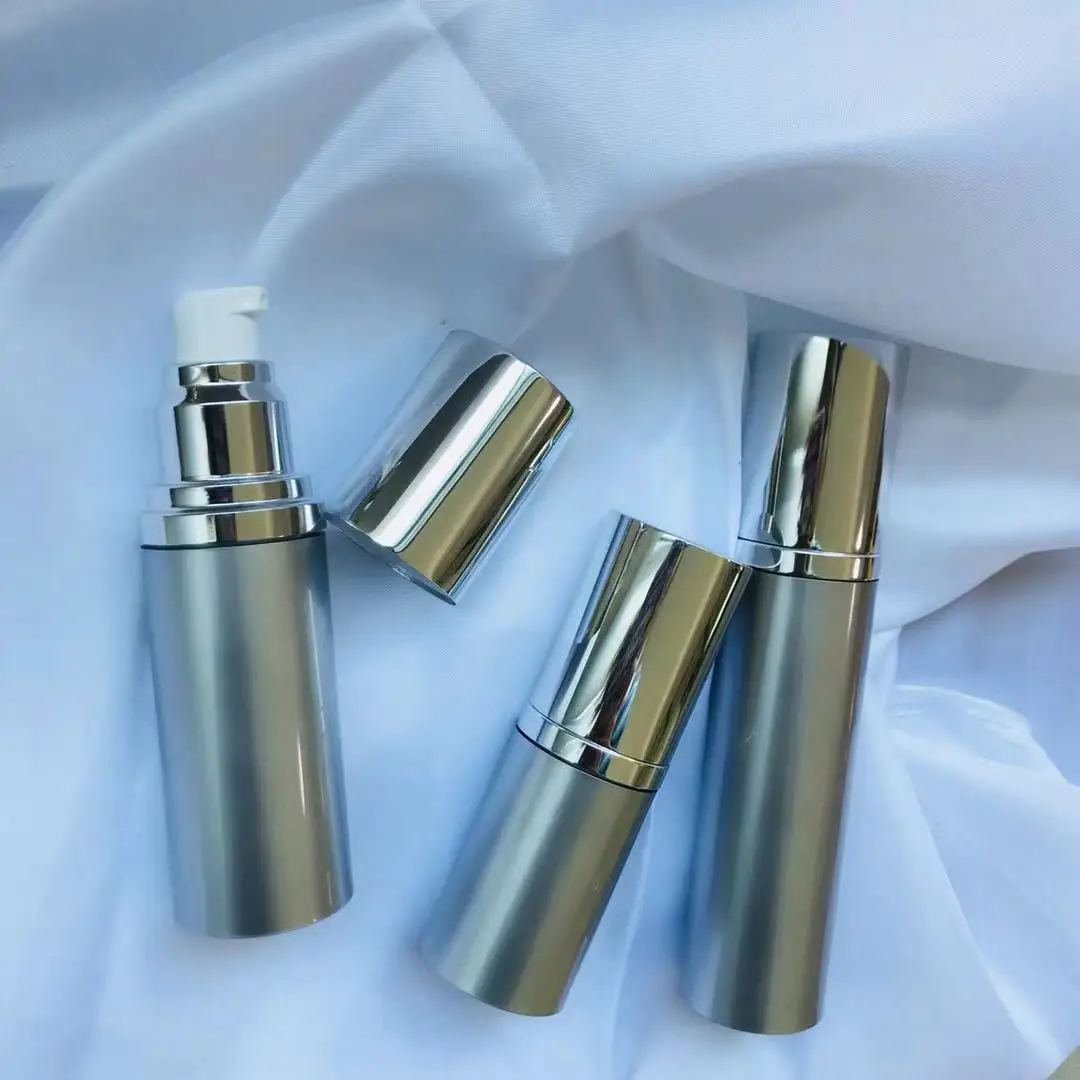 120Ml 100Ml 80Ml Luxury Silver Gold Aluminum Cosmetic Spray Airless Dispenser Pump Frosted Plastic Bottle Wholesales