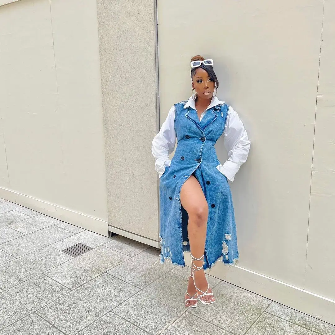 2021 лучший дизайн осенние женские Простые платья женское платье Элегантное Ковбойское повседневное синее платье без рукавов для женщин