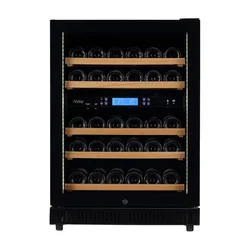 46 Bottle Compressor Dual Zone Black Brown Red Cabinet Wine Fridge  Cooler Humidor with Fan Cooling Digital  Two Temp Control