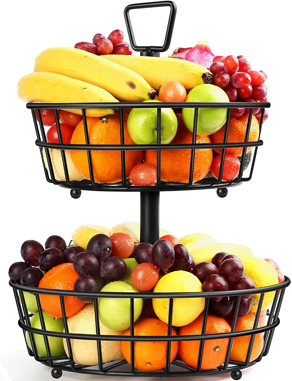 Home kitchen accessories metal iron wire 2 tier fruit basket