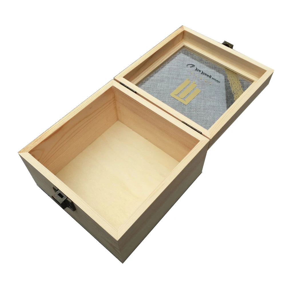 Деревянная Подарочная коробка из натурального стекла или акрилового покрытия на День святого Валентина, квадратная сосновая деревянная упаковочная коробка, детская коробка «сделай сам»