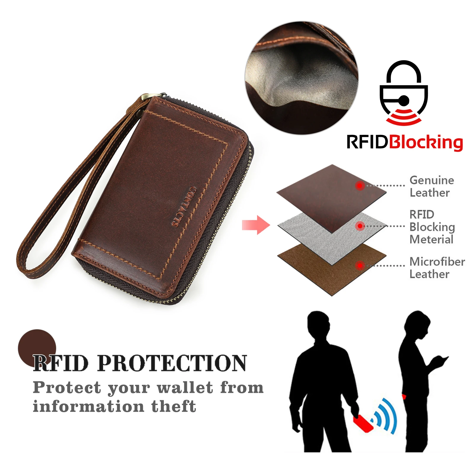 Custom Full Grain Oil Leather Multi-Functional Car Key Holder Wallet With 3 Card Slots And 1 Air tag Slot Mini Key Bag