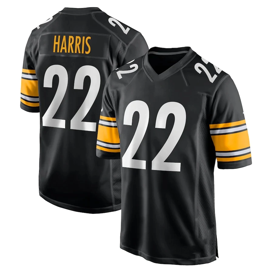 Custom Pittsburgh City Team Club Uniform Stitched American Football Jersey Black Game #22 Harris #90 Watt #11 Chase Claypool