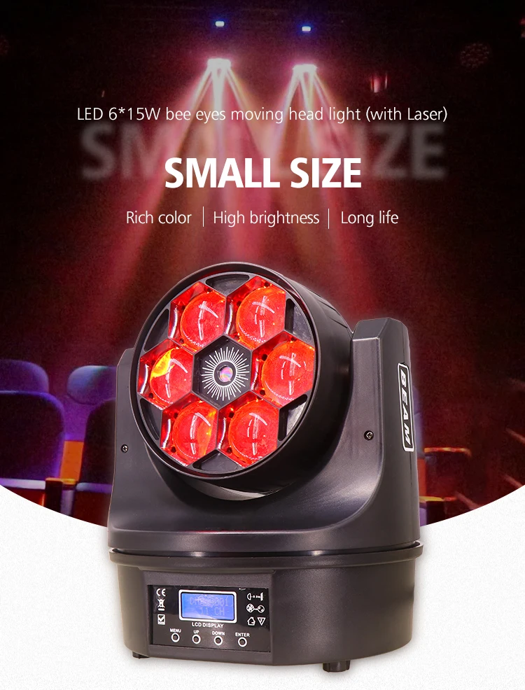 Manufacturer Wholesale Rgbw Led 4In1 6*15W Bee Eyes Moving Head Laser Effect Light