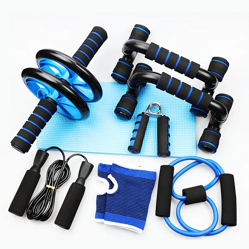 6 Pcs Fitness Wheel Combination Set with  Push-up Bar Home Grip Strength Indoor Fitness Abdominal Trainer Sets