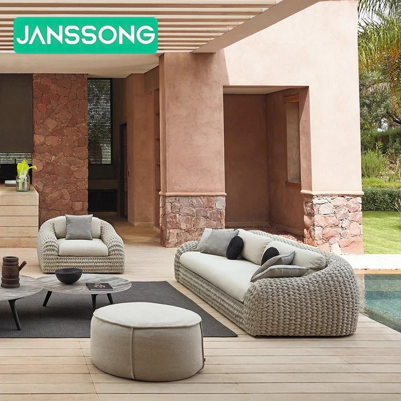 Leisure All-Weather Modern Outdoor Furniture Hotel Villa Aluminum Frame Part of the Courtyard Outdoor Garden Braided Rope Sofa