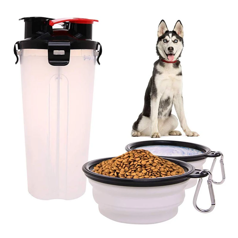 Customized logo Outdoor Dog Water Bottles for Walking Hiking Travelling with 2 Silicone Bowls
