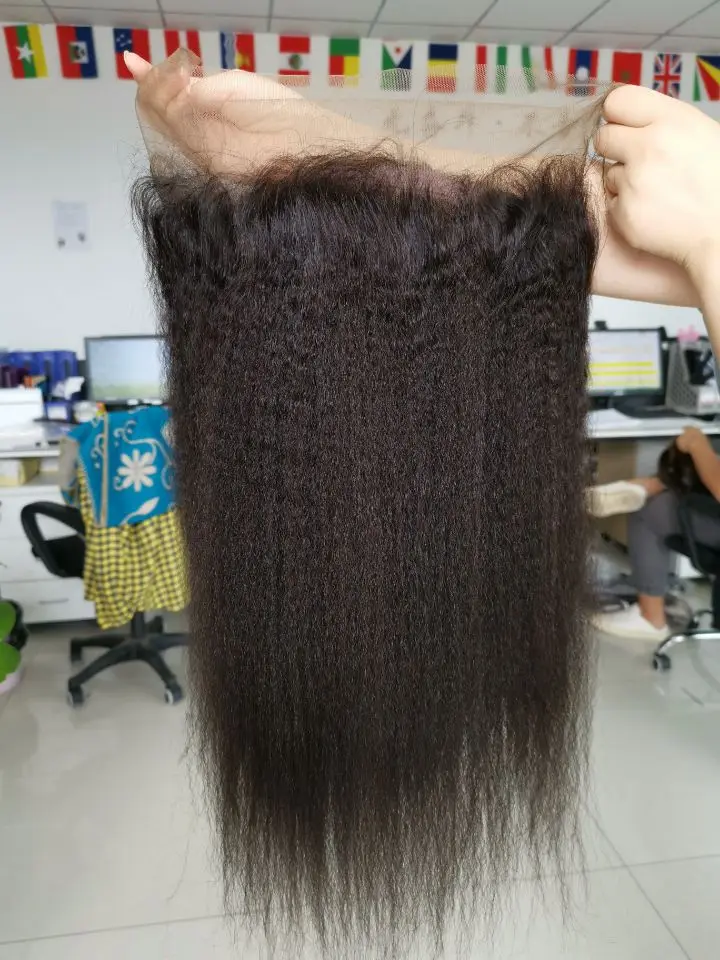 
Kinky Straight 360 Medium Brown Lace Frontal 10A Grade Virgin Brazilian Hair Lace Frontal Closure 