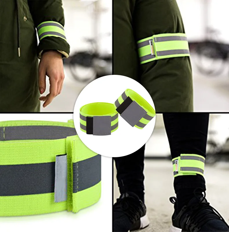 Factory Warning Armband Outdoor Safety Bicycle Pants Hand Leg Sport Reflective Tape Strap For Night Jogging Walking Biking Cycli