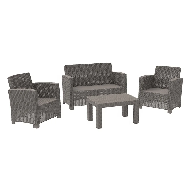 Outdoor Furniture Plastic Rattan Four Pcs garden Sofa Sets