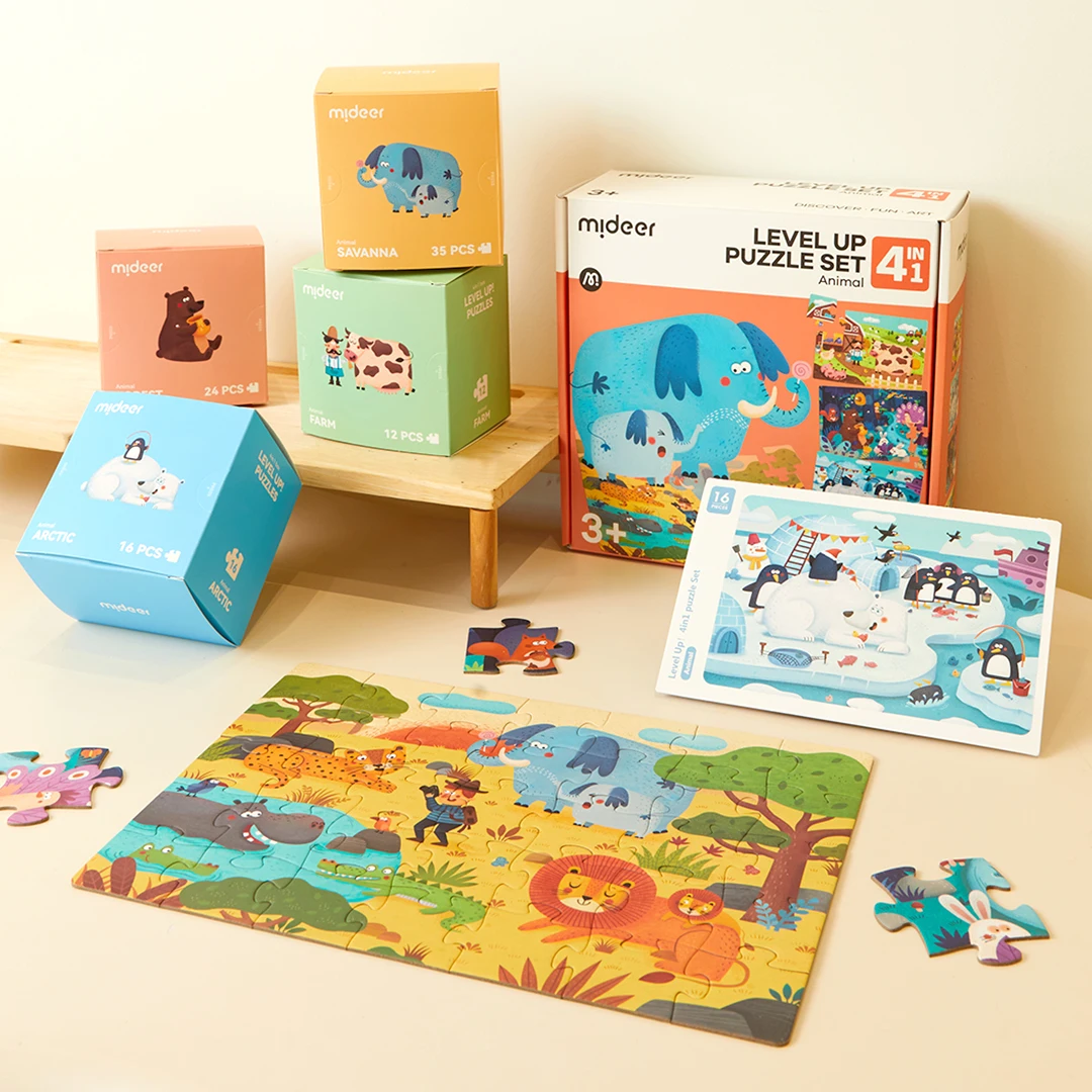 mideer CT1449 children animals 3-4 year old 4 in 1 puzzle Set - Animal Item educational toy sets