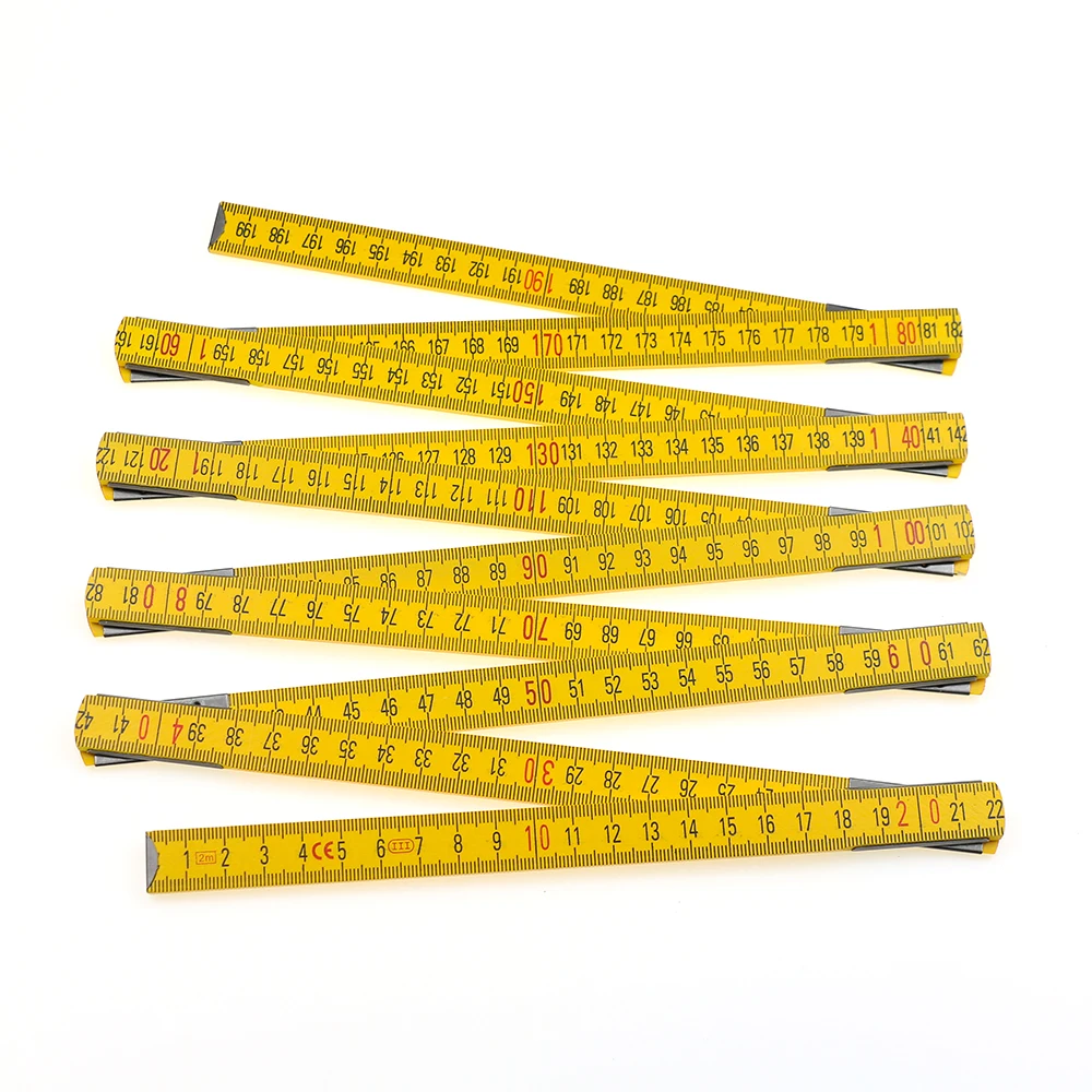 High Quality Factory Wooden Folding Ruler Accurate Scale 2M 10 Folding Spring Link Wooden Folding Ruler