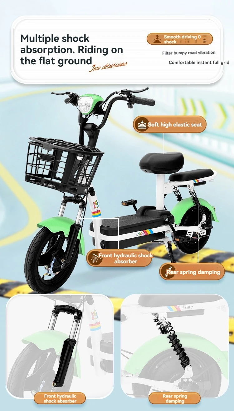 Wholesale 2-Wheel 350w Electric Bicycle Hot 30-50Km White/Red/Green Models with Tube Battery Rear Hub Motor Smart Sensor Type