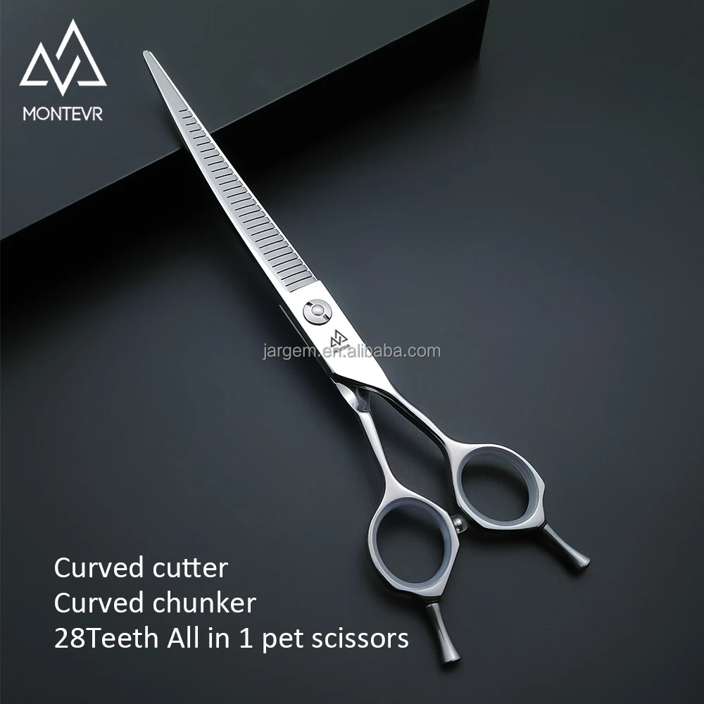 New Arrival Professional Pet Grooming Products Scissors Curved Cutter Chunker 28 Teeth All in 1 Dog Pet Grooming Scissors
